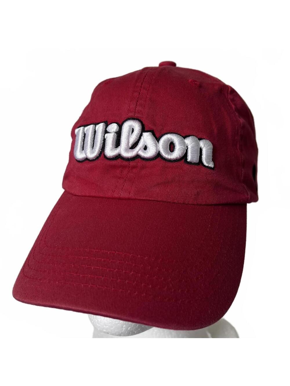Vintage Red Wilson Hat Cap Embroidered Logo Adjustable Strap Cotton Sunglass Fit